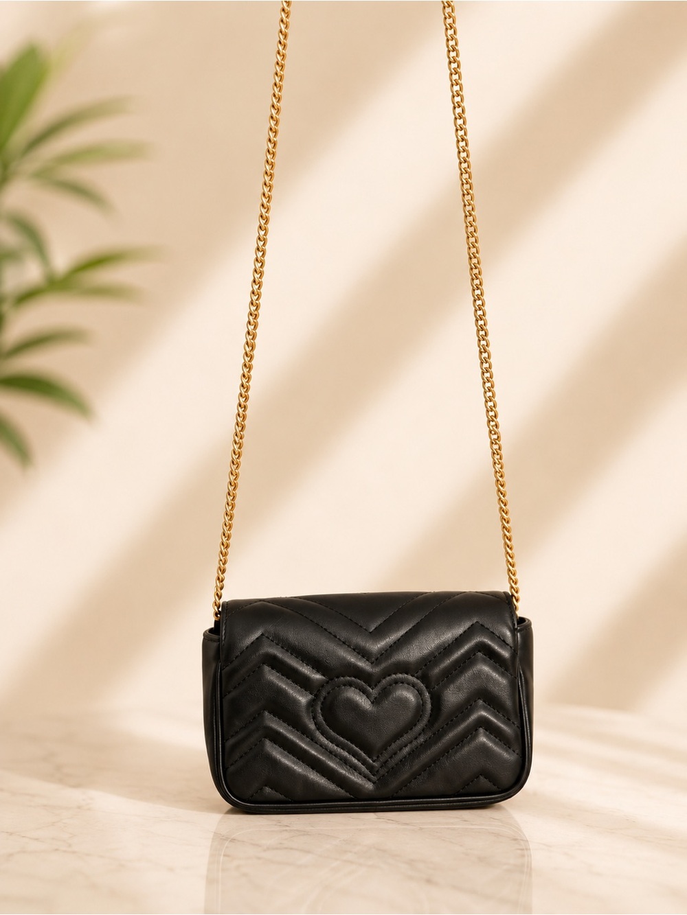 Mini Gucci Black Quilted Crossbody with Gold Double G - Picture 2 of 9
